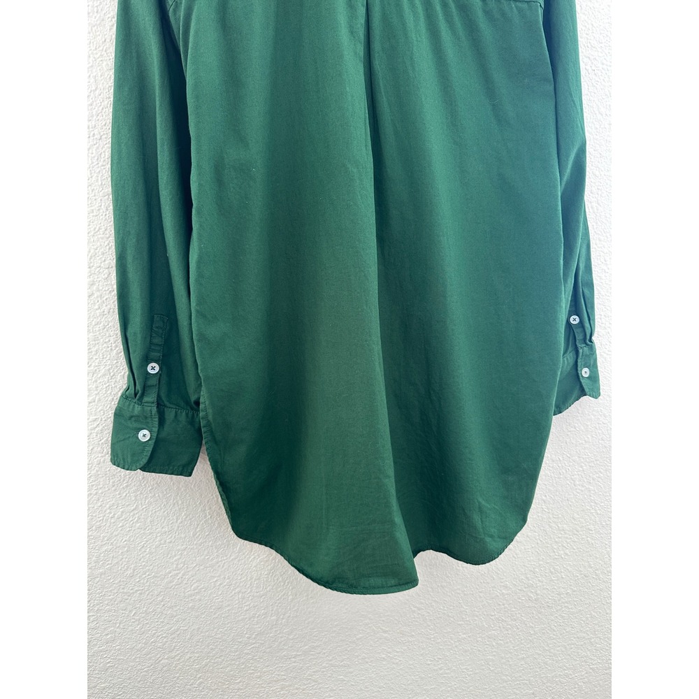 Maeve Button Down Shirt Women Medium Green Cotton High Low Long Sleeve Pocket - Picture 5 of 8